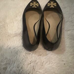 Tory Burch Black Loafers with Gold Emblem